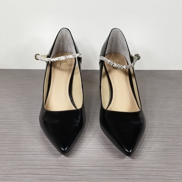 Marc Fisher Zullys Snake Embossed Mary Jane Pump, Black Leather, Womens Size 9 M - Picture 2 of 13